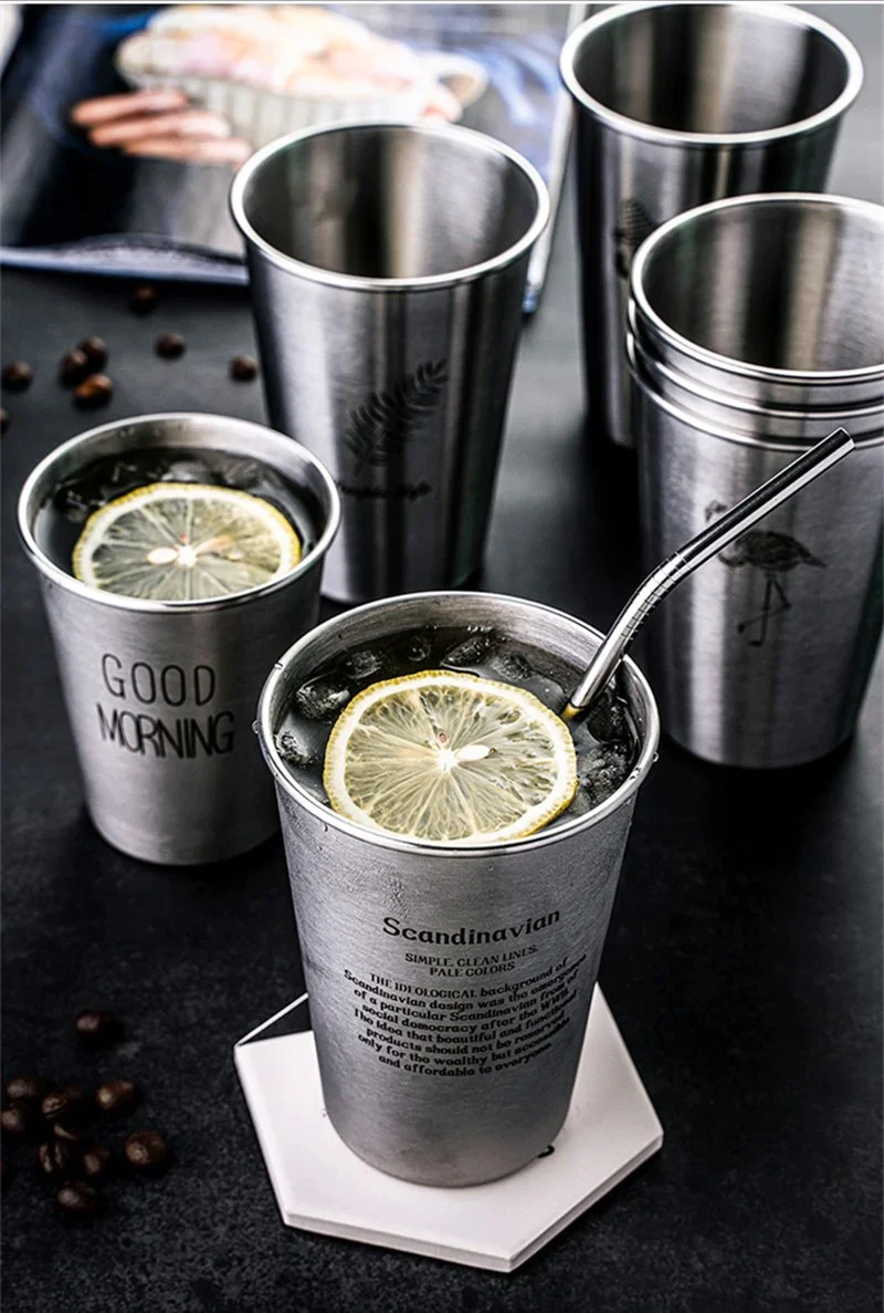 HULIANFU NorthernEurope Ins Industry Style 304 Stainless Steel Spray Paint Beer Cup Cold Water Drinks Cup Household Office Use Gargle Cup - Deanwangkt