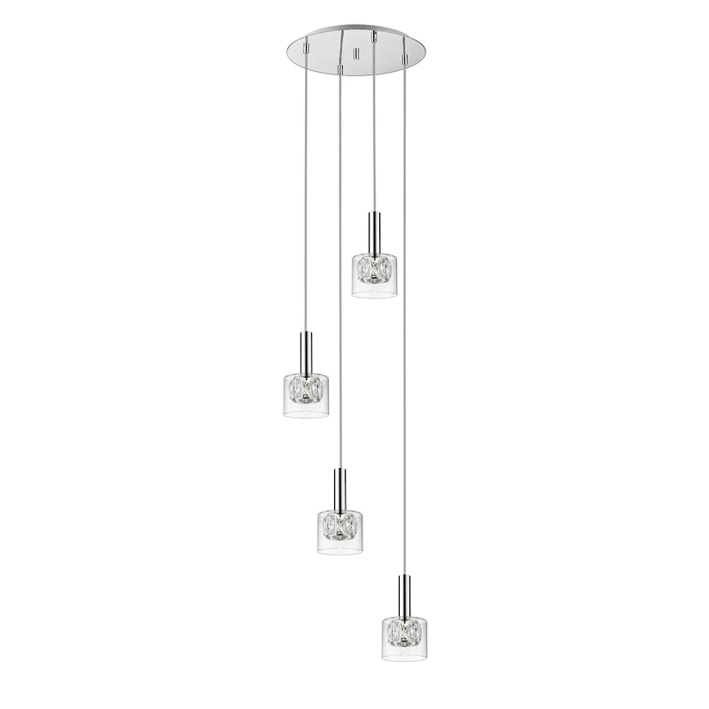 SAFAVIEH Lighting Shakila Pendant - 15.3 x15.3 x52.28-82.28  - Silver/Glass - 15Wx15Dx82H