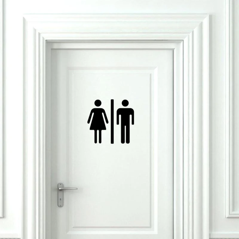HULIANFU WC Toilet Entrance Sign Door Stickers For Public Place Home Decoration Creative Pattern Wall Decals Diy Funny Vinyl Mural Art - Deanwangkt