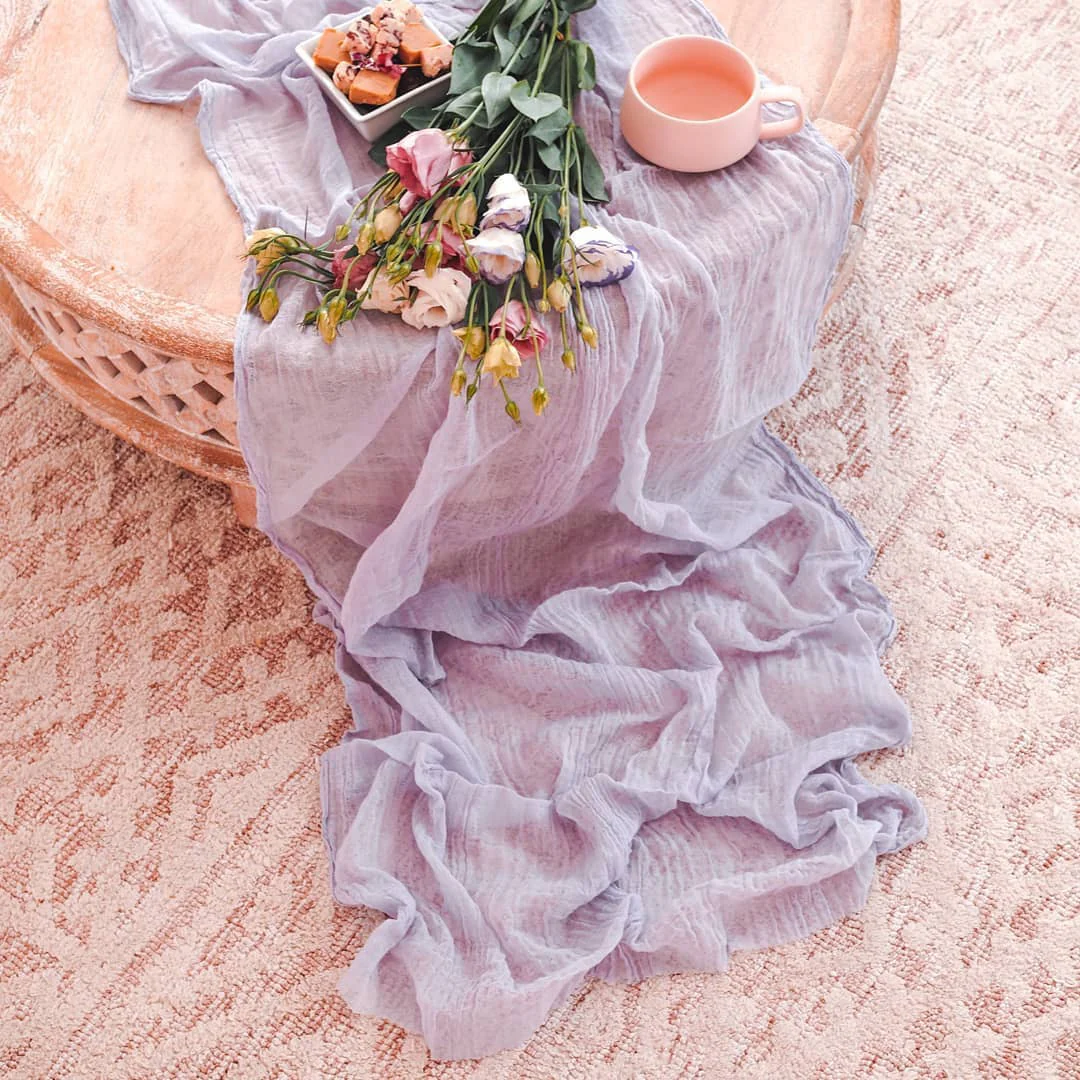 HULIANFU Semi-Sheer Gauze Table Runner Sage Cheesecloth Table Setting Dining Vintage Wedding Party Christmas Banquets Arches Cake Decor - Deanwangkt