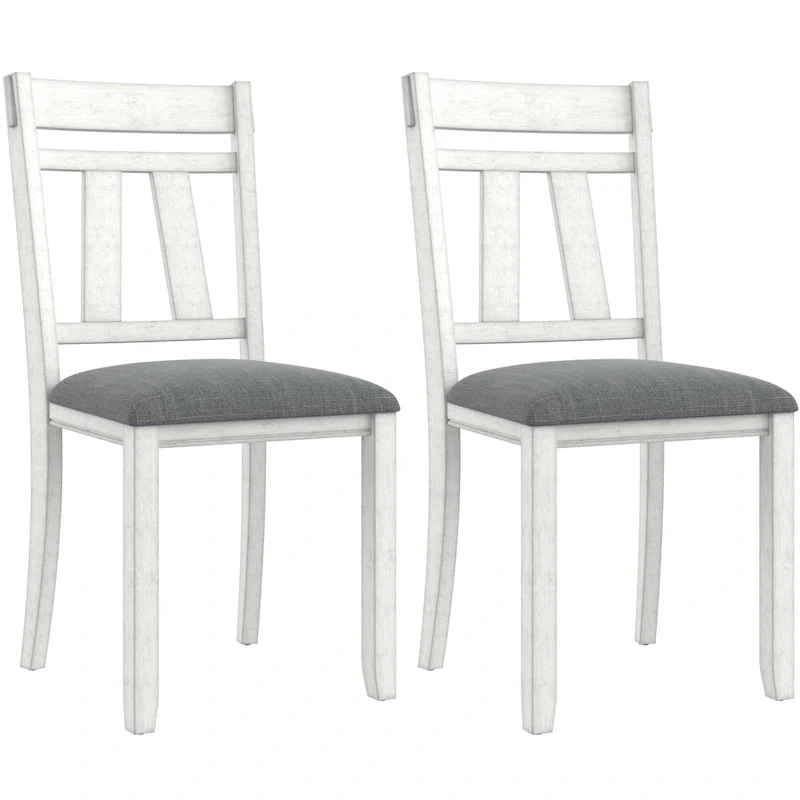 VECELO Solid Wood Dining Chairs with Linen Fabric Seating, Dining Chairs Set of 2/4/6