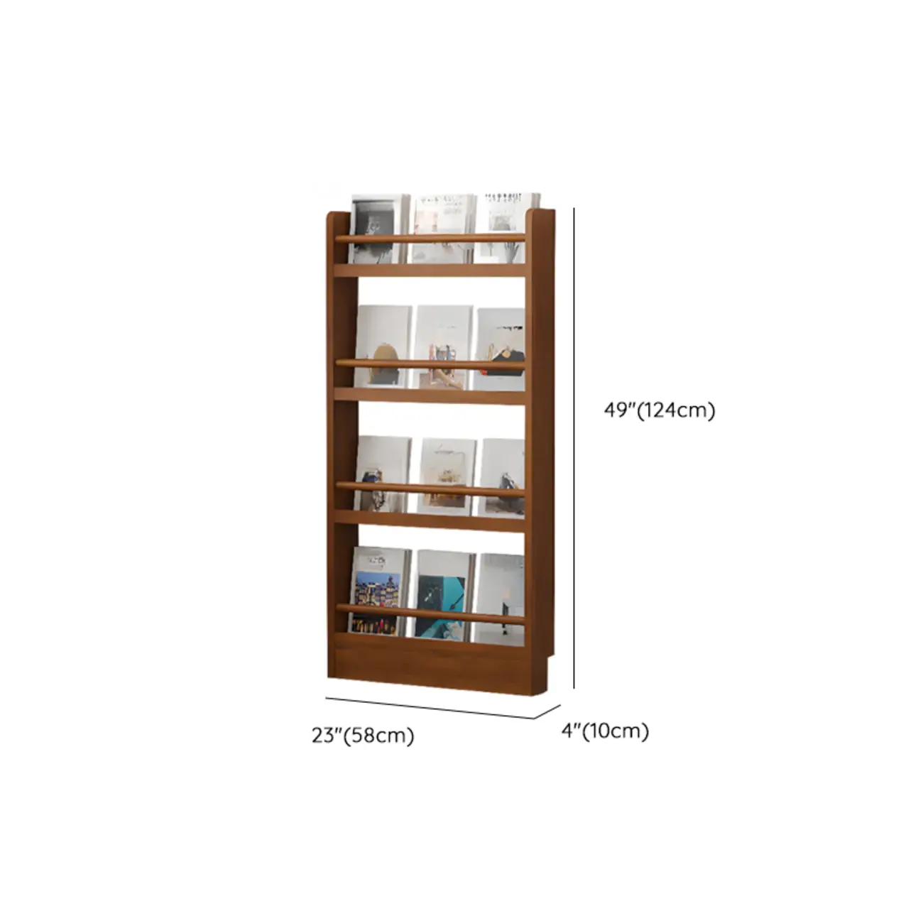 Rustic Brown Oak Bookcase Open Rectangular BookShelves