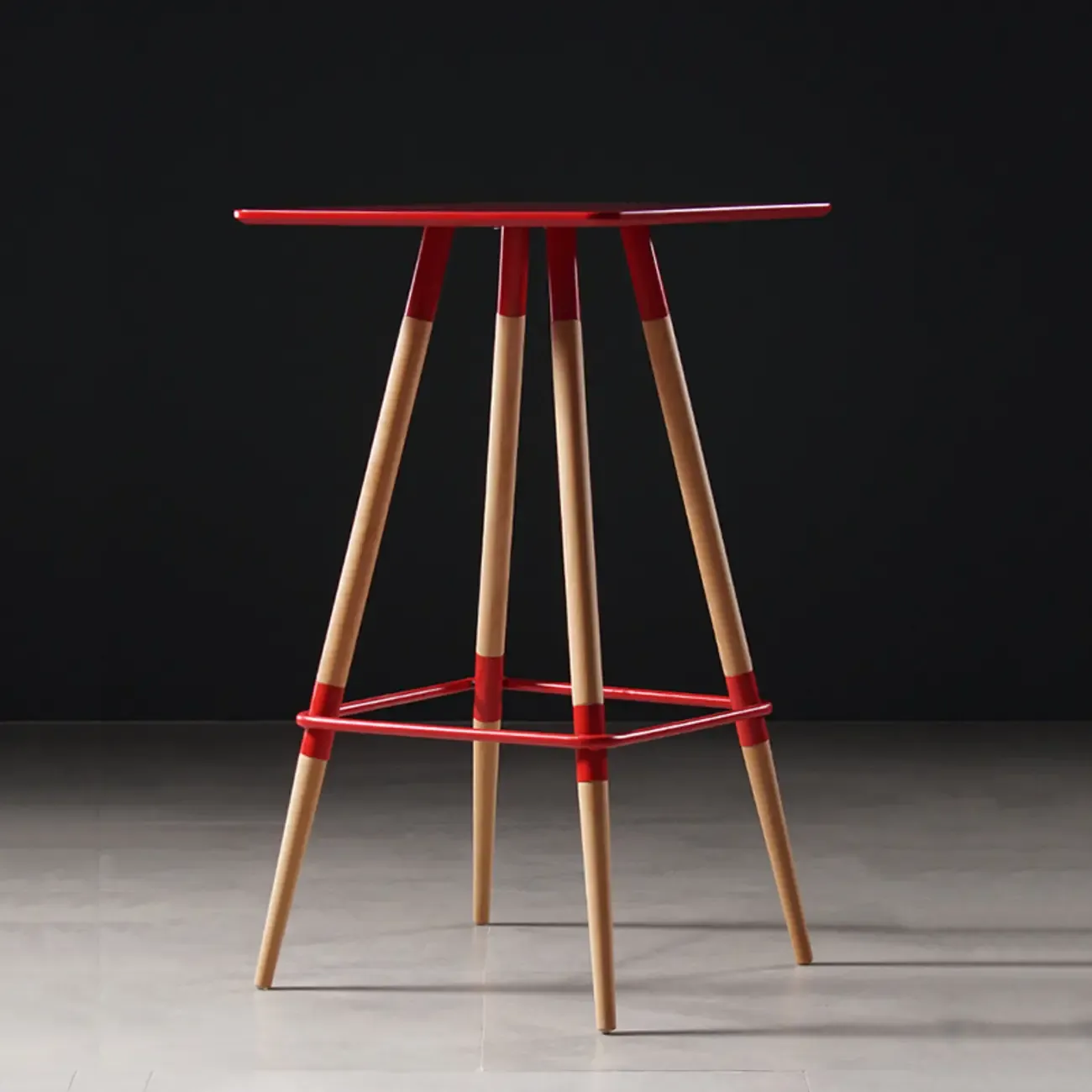 Modern Red Wooden Square Pub Tables