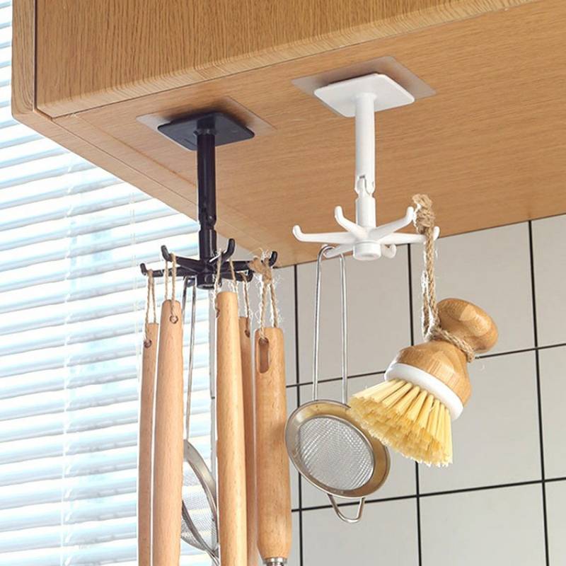 HULIANFU Kitchen Hook Multi-Purpose Hooks 360 Degrees Rotated Rotatable Rack For Organizer and Storage Spoon Hanger Accessories - Deanwangkt