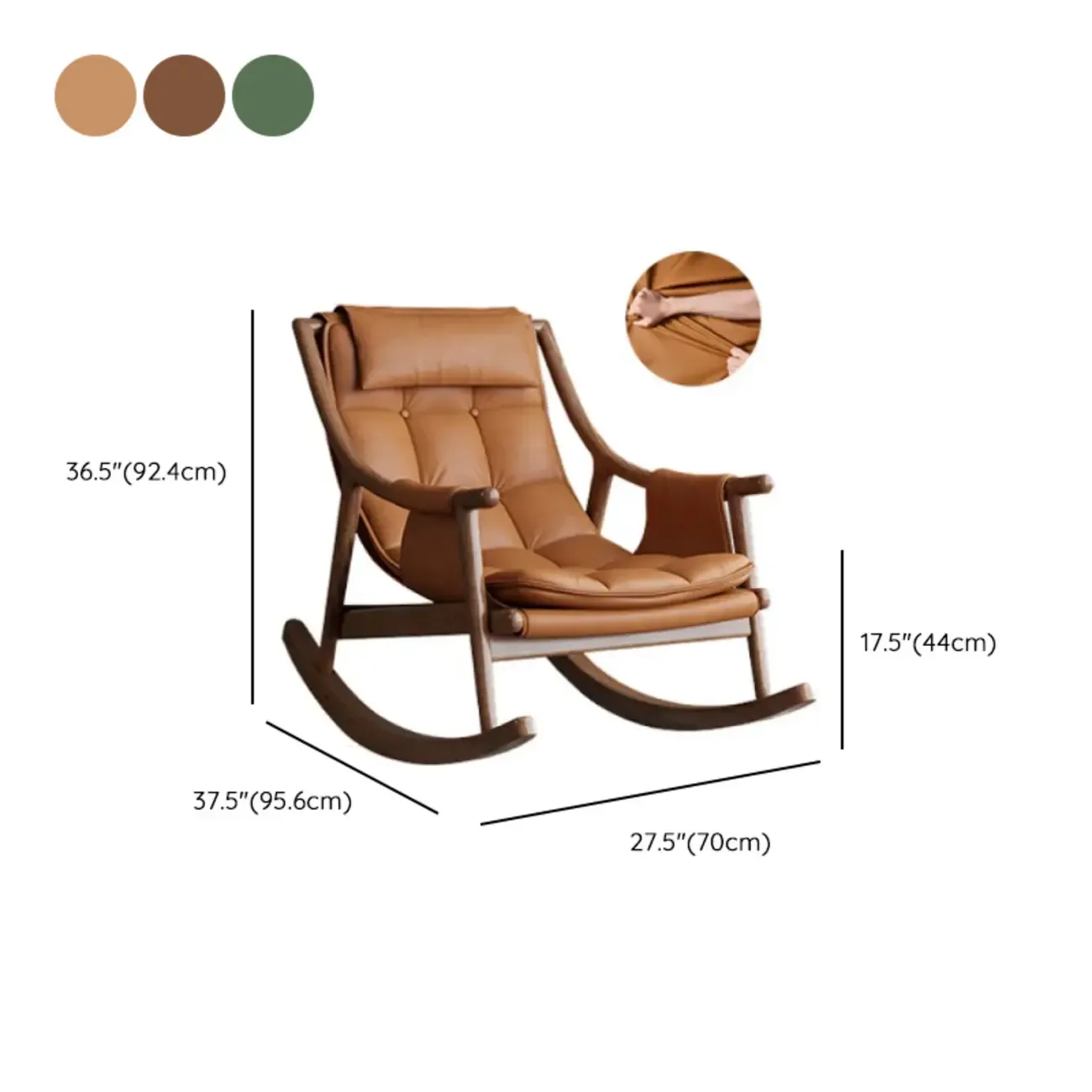 Modern Wood Nappa Upholstered Rocking Chair with Footstool