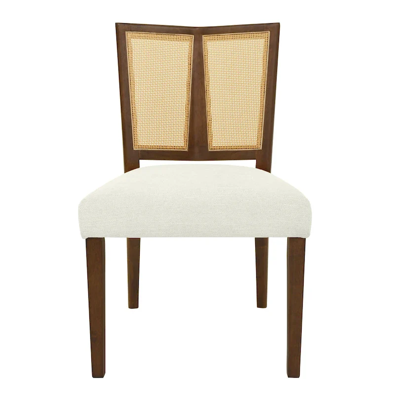 '- Oliver Mid-Century Rattan Back Upholstered Dining Chair Set of 2