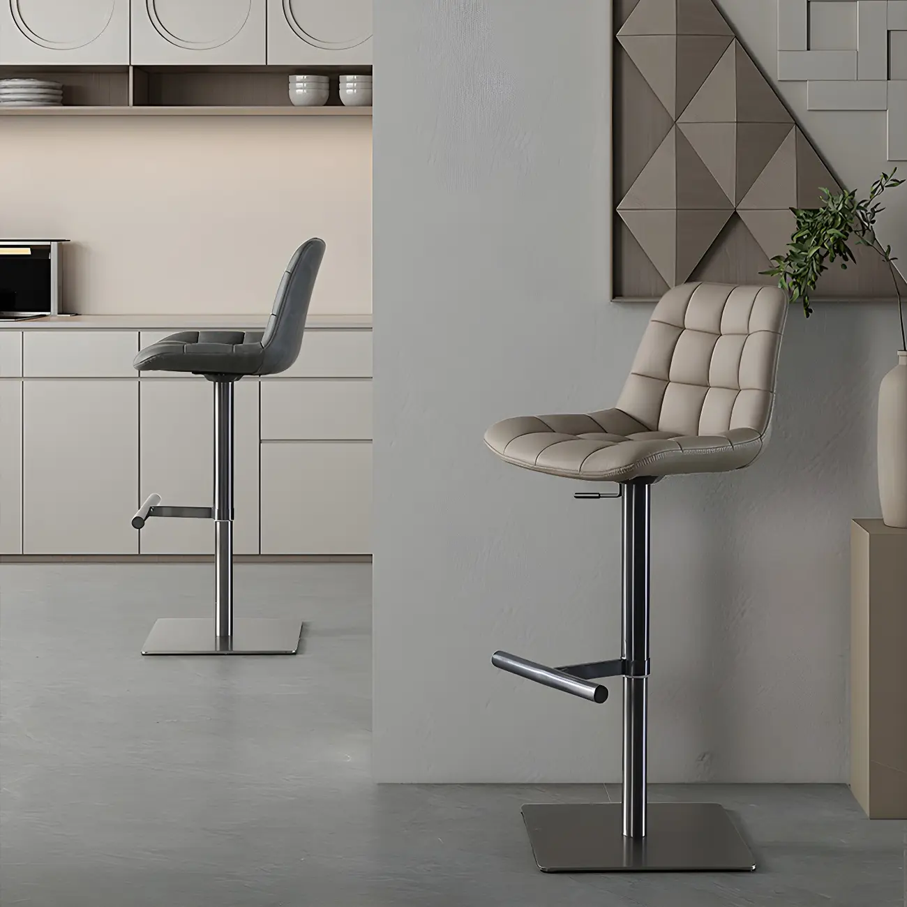 Modern Low Back Cushioned Swivel Adjustable Bar Stool