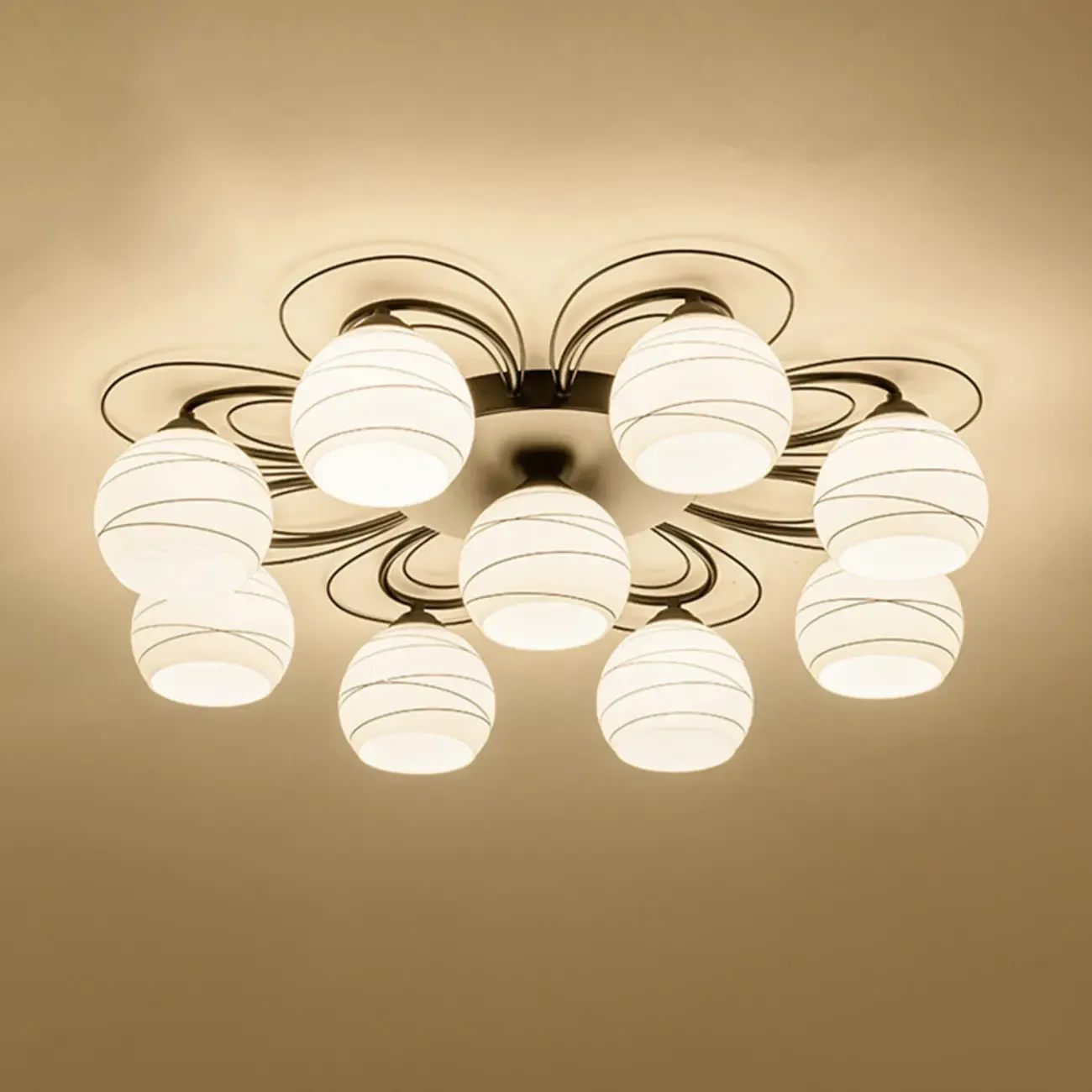 Traditional Black Cylinder Glass Semi-Flush Mount Ceiling Light