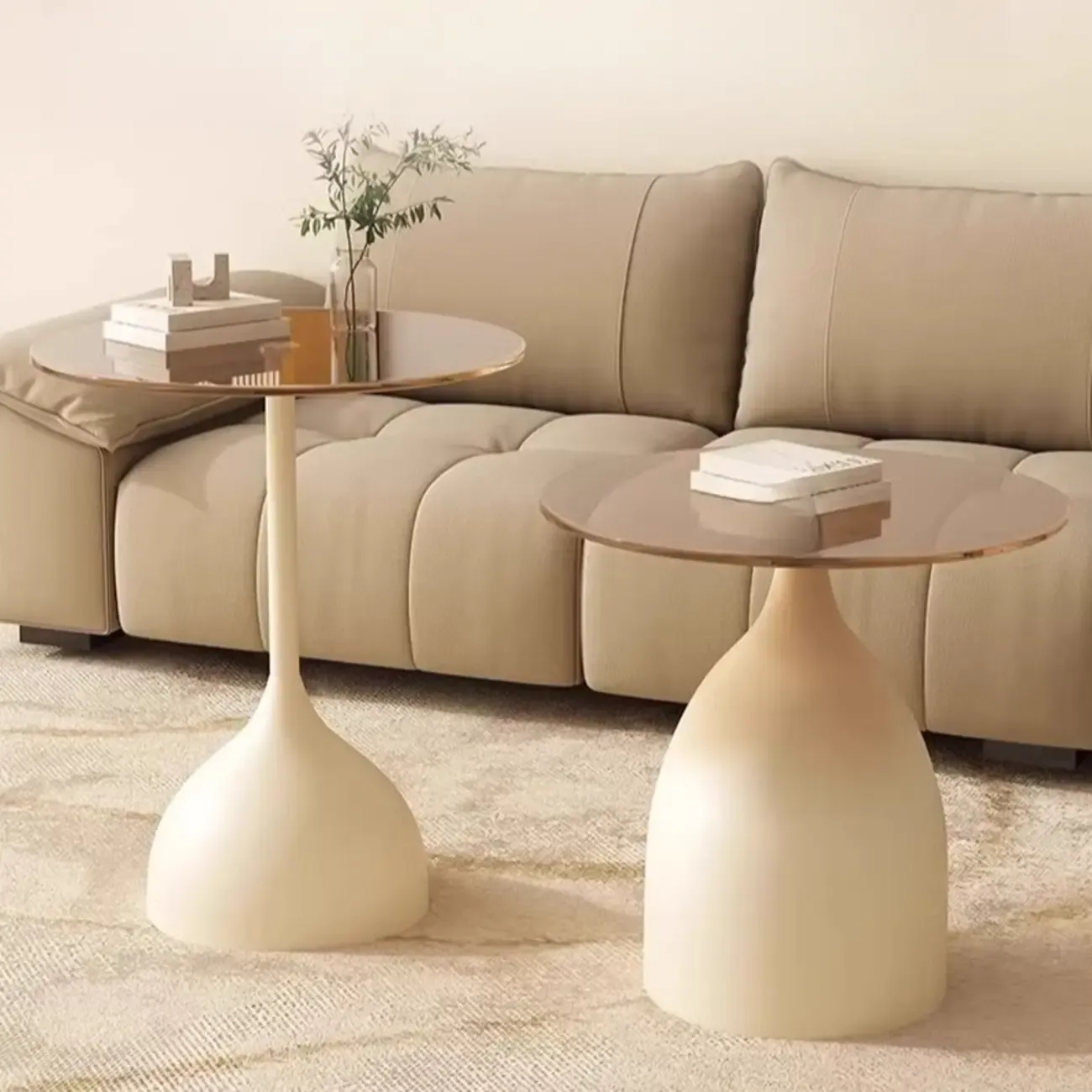 Classic Glass Pedestal Base Circular Chairside Table - Table Only