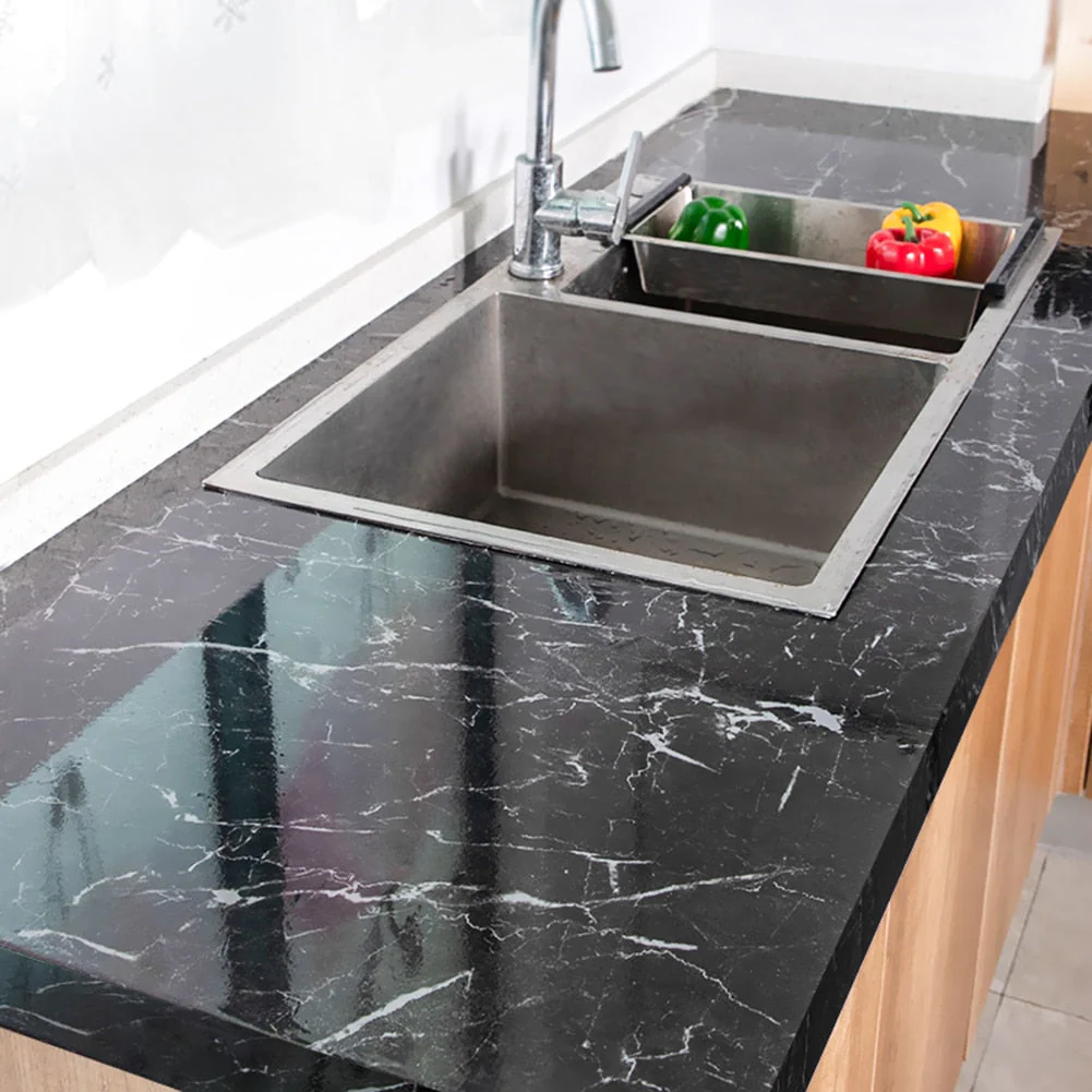 HULIANFU Wokhome Self Adhesive PVC Waterproof Oil-Proof Marble Wallpaper Contact Paper Wall Bathroom Kitchen Furniture Renovation Sticker - Deanwangkt