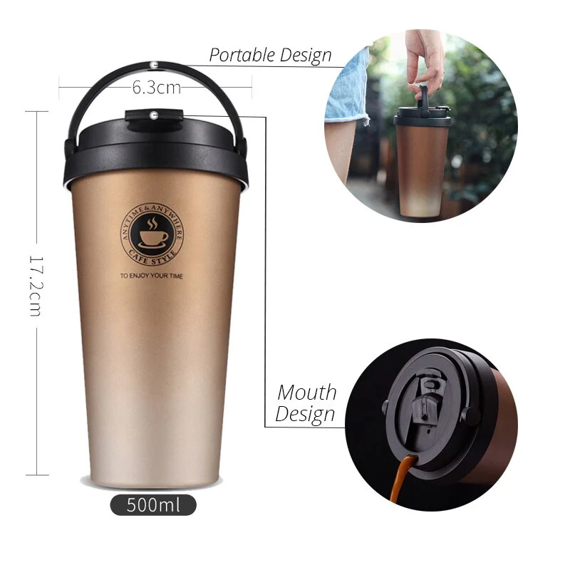 HULIANFU Premium Coffee Thermos bardak Stainless Steel  Mug Vacuum Flask Thermo cup termo cafe thermocouple Water Bottle garrafa termica - Deanwangkt