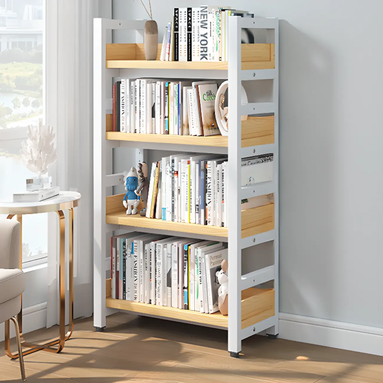 Modish Multi-Layer Open Back Wooden Tall Bookshelves