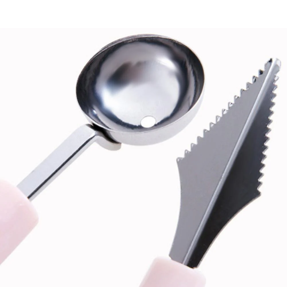 HULIANFU Kitchen Accessories Dual-head Stainless Steel Carving Knife Fruit Watermelon Ice Cream Baller Scoop Stacks Spoon Home gadgets - Deanwangkt
