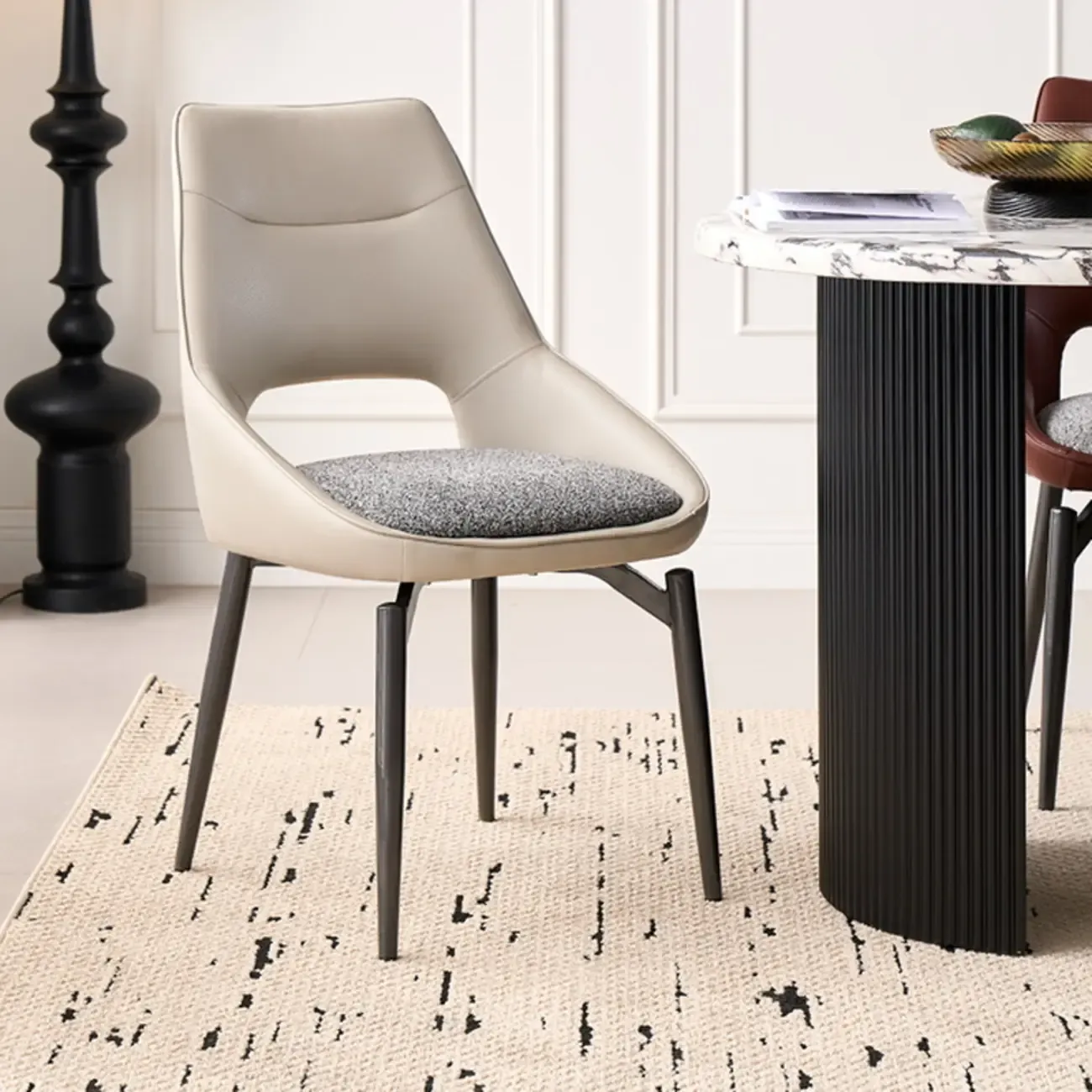 Modern Upholstered Open Back Armless Dining Chair