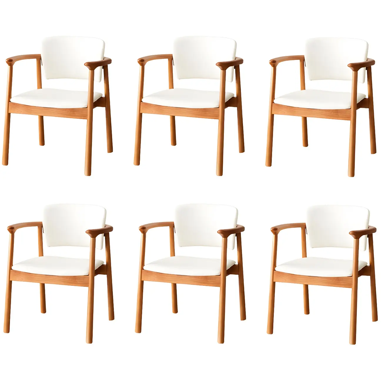 Modern Upholstered Rubberwood Arm Dining Chair Set of 2