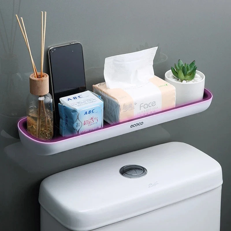 HULIANFU Wall-mounted Bathroom Shelf Toilet Storage Rack For Kitchen Storage Bath Organizer Household Bathroom Accessories Without Drill - Deanwangkt