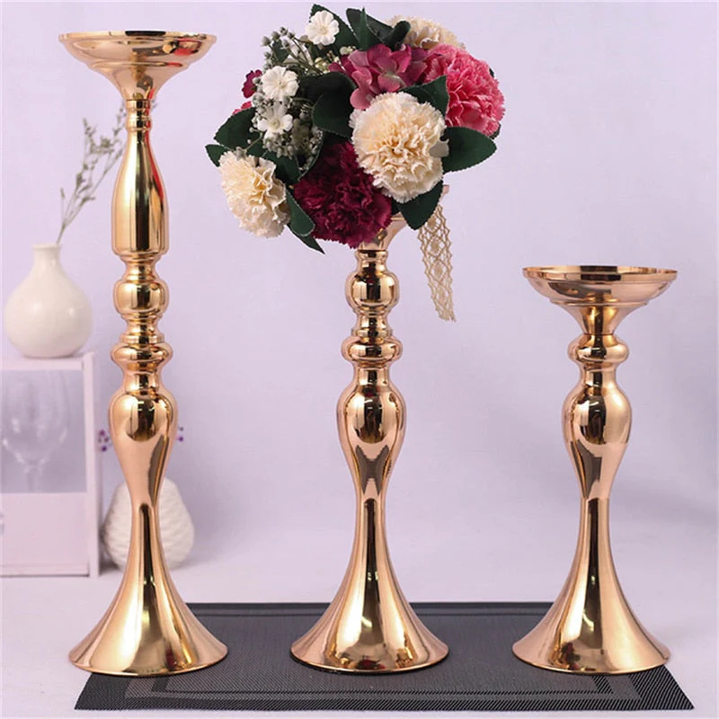 HULIANFU Metal Candle Holders Flowers Vase Candlestick Centerpieces Road Lead Candelabra Centerpieces Wedding porps Christmas decoration - Deanwangkt