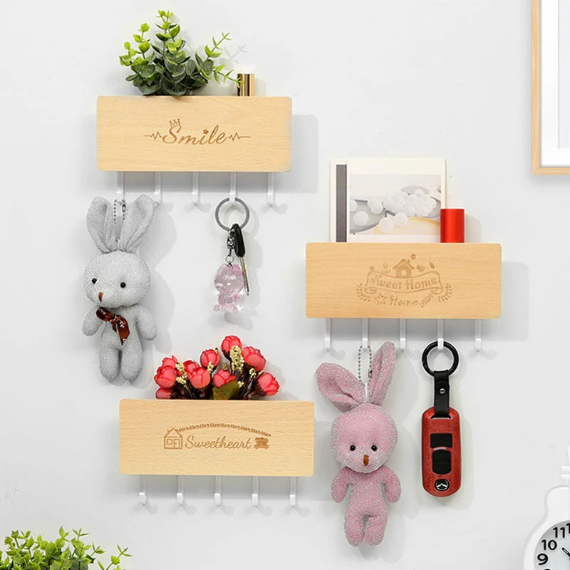 HULIANFU Rack Storage Rack Key Wooden Hanger Home Wall Vintage  Hallway Home Space Saving Small Bedroom Door Back Decorative Room Rack - Deanwangkt