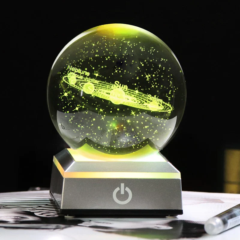 HULIANFU New 80mm K9 Crystal Solar System Planet Globe 3D Laser Engraved Sun System Ball with Touch Switch LED Light Base Astronomy Gifts - Deanwangkt