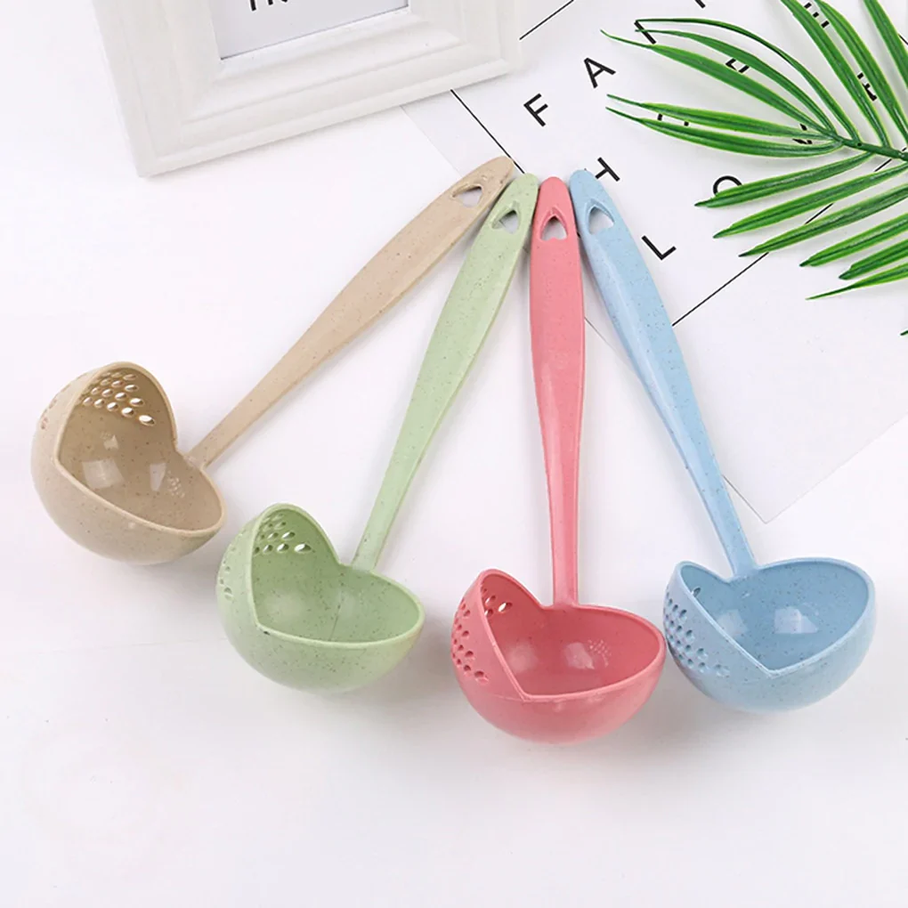 HULIANFU New Soup Spoon Long Handle Kitchen Strainer Solid Color Cooking Colander Kitchen Scoop Plastic Tableware Colander Hot - Deanwangkt