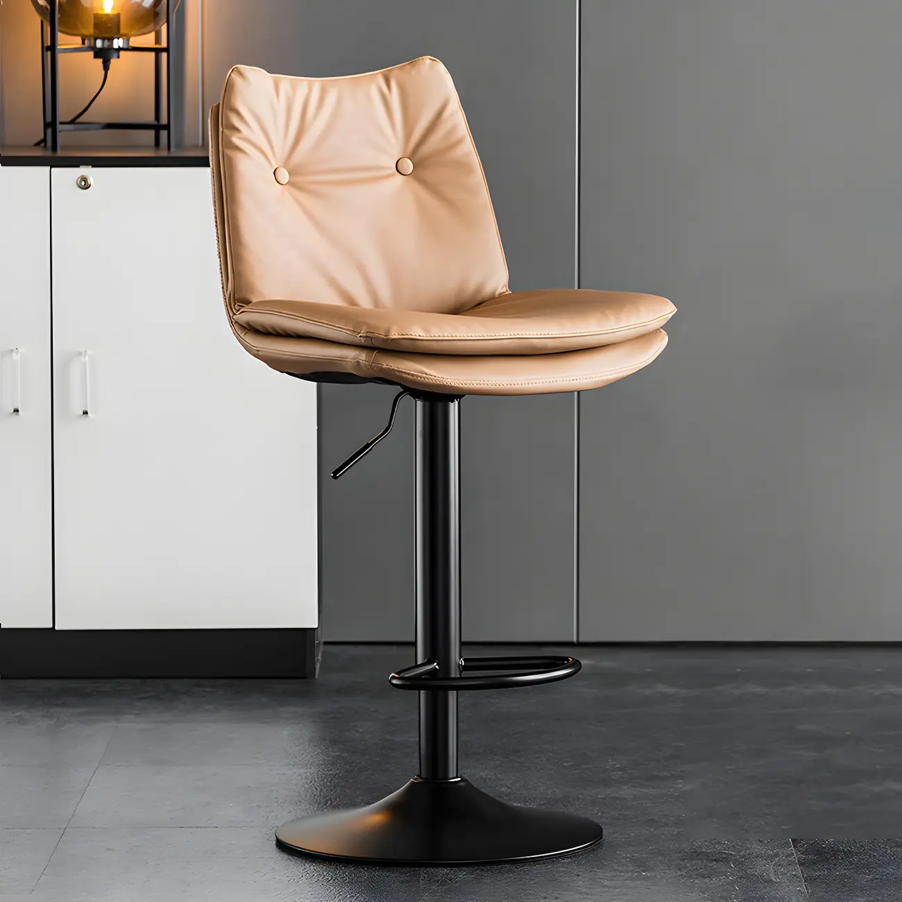 Modern Adjustable Leather Swivel Bar Stools