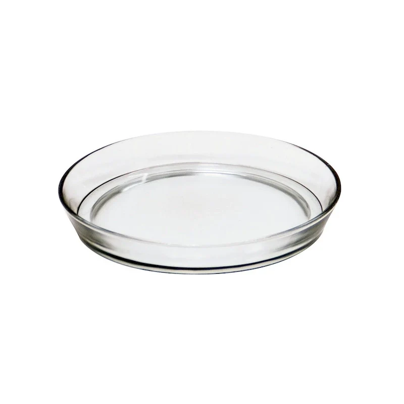 Achla Designs Round Glass Tray for Indoor and Outdoor Gardening, 8.75 Inch Tall, Clear