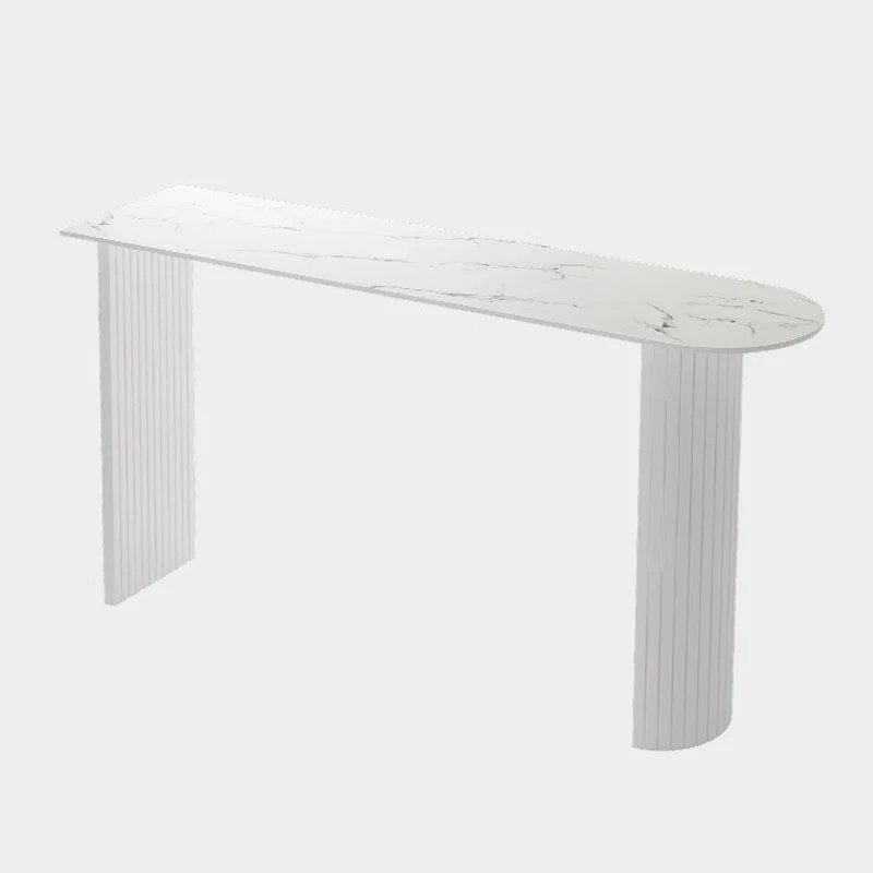 Modern Stone White Steel Base Bar Table for Living Room