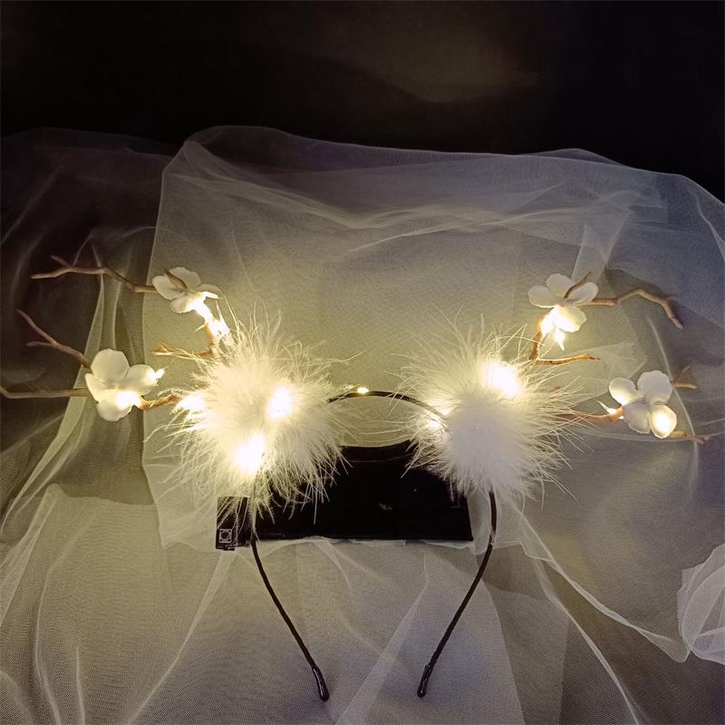 HULIANFU 2026  Luminous Elk Antler Headband Christmas Concert Forest Branch Deer Ear Headgear Hair Accessories Scenic Stage Show Photo Props - Deanwangkt
