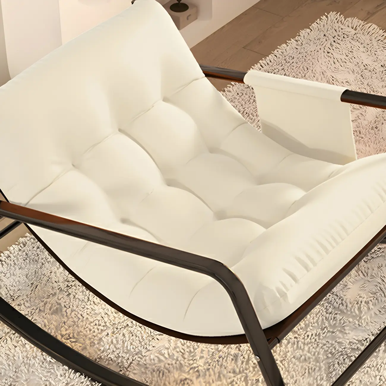 Modern 2 Seat Upholstered Rocking Chair with Track Arms