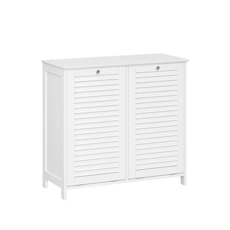 RiverRidge Ellsworth Double Tilt-Out Laundry Hamper Cabinet with Removable Cloth Storage Bag - White