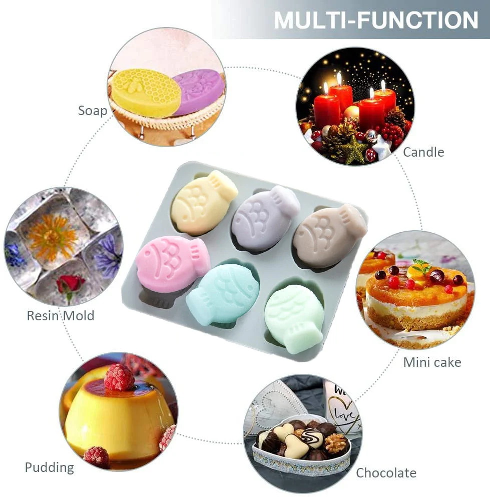 HULIANFU Silicone Molds for Soap Handmade Soap Mould Diy Round Cute Animal Fish Shape Making Soaps Candle Chocolate - Deanwangkt