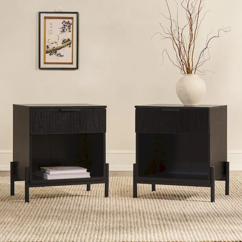 Middlebrook Designs Modern Fluted-Drawer Nightstand (Set of 2)