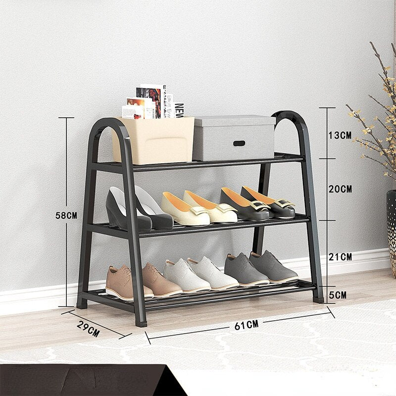 HULIANFU Shoe rack creative light luxury wind dust-proof storage shoe rack dormitory stainless steel - Deanwangkt