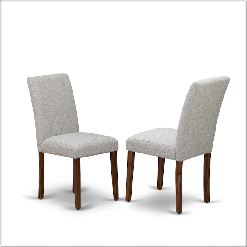 East West Furniture Dining Table Set- a Round Dining Table and Doeskin Parson Chairs, Antique Walnut (Pieces Option)