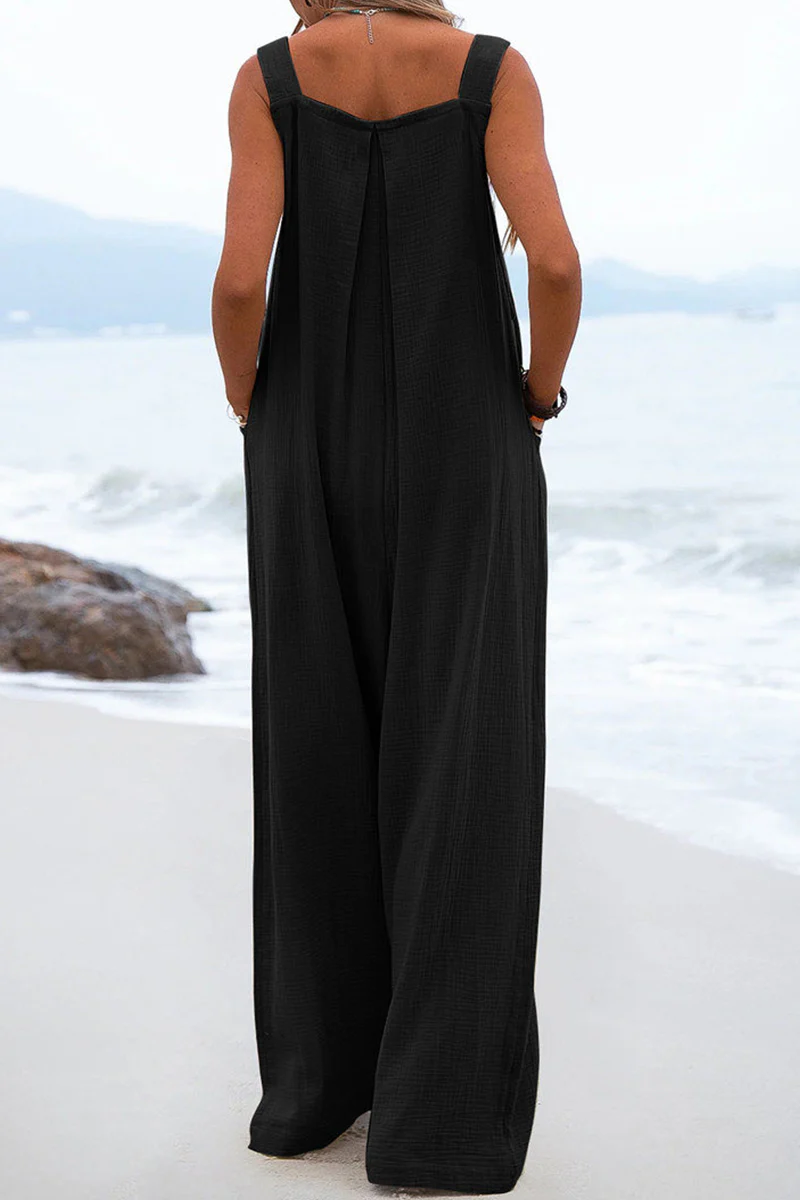 hulianfu Casual Solid Split Joint Square Collar Loose Jumpsuits（7 colors） - Deanwangkt