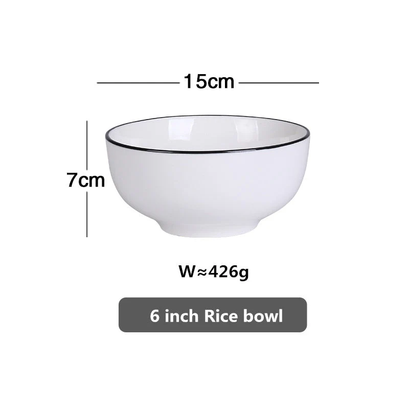 HULIANFU White Dinner Plate Set Ceramic Kitchen Plate Tableware Set Food Dishes Rice Salad Noodles Bowl Soup Kitchen Cook Tool 1pc - Deanwangkt