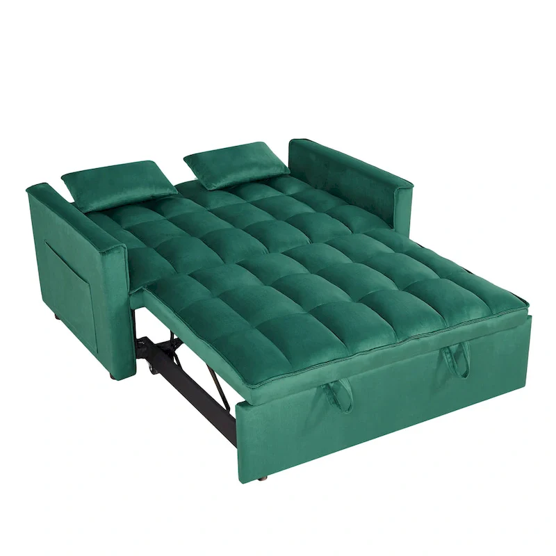 Modern Convertible Futon Sofa Bed,Adjustable Backrest,Armrest Holders