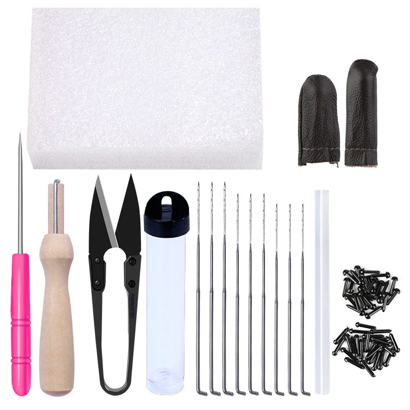 HULIANFU MIUSIE 16/25 Color Needle Felting Kit Wool Felting Tools Handmade Felt Needle Set 7pcs Pack Felting Fabric Materials Accessories - Deanwangkt