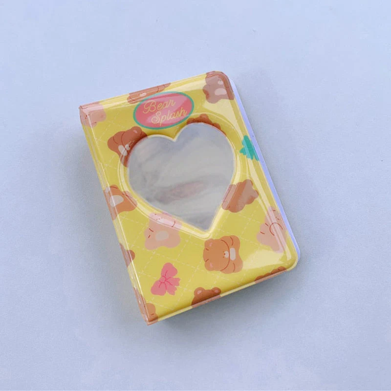 HULIANFU Kawaii Bear photo album 3 Inch Love Heart Hollow Kpop Card Binder Name Card Book Photo Album Card Photocard ID Holder 40 Pockets - Deanwangkt