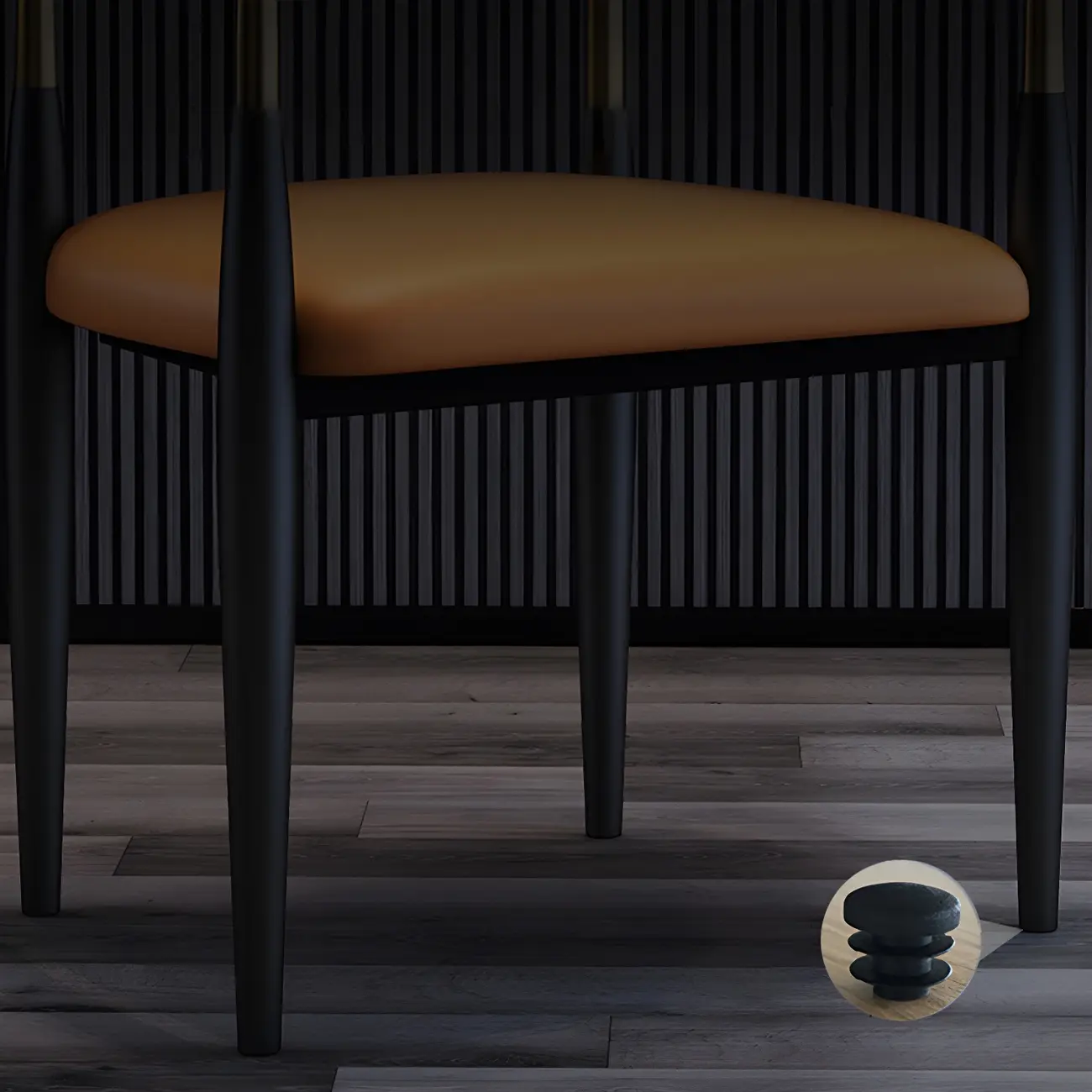 Curved Metal Legs Faux Leather Armrest Dining Chair