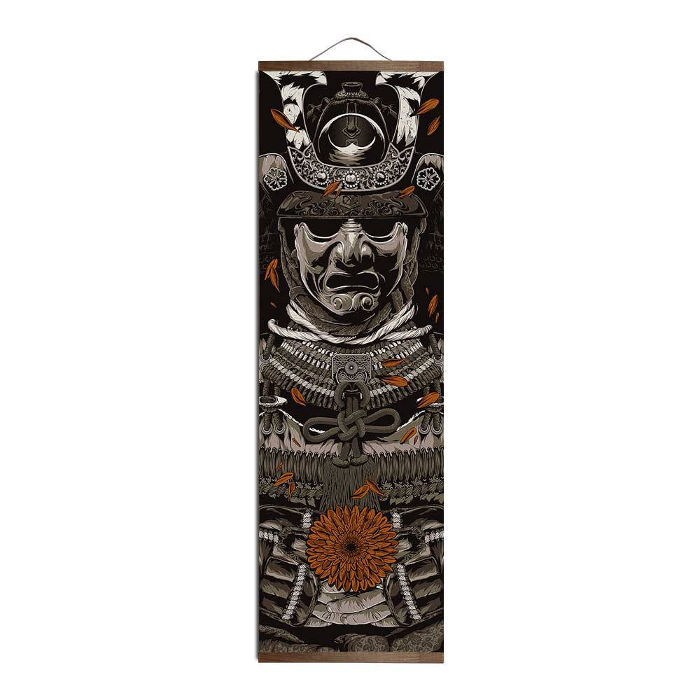 HULIANFU Japanese Samurai Ukiyoe Tiger Canvas Poster Pictures for Living Room Home Decor Painting Wall Art with Solid Wood Hanging Scroll - Deanwangkt