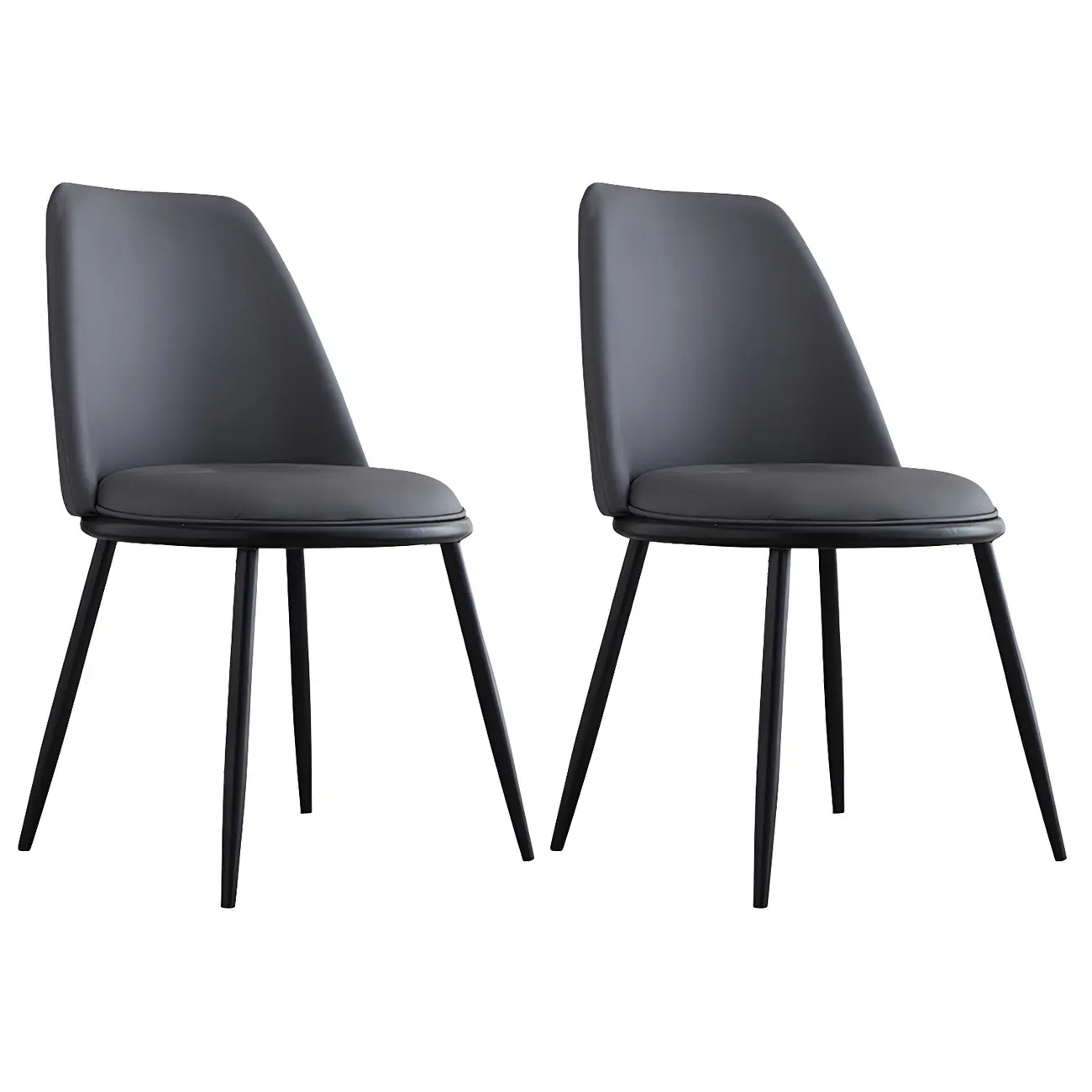 Glam Scandinavian Leather Armless Dining Chairs Metal Frame