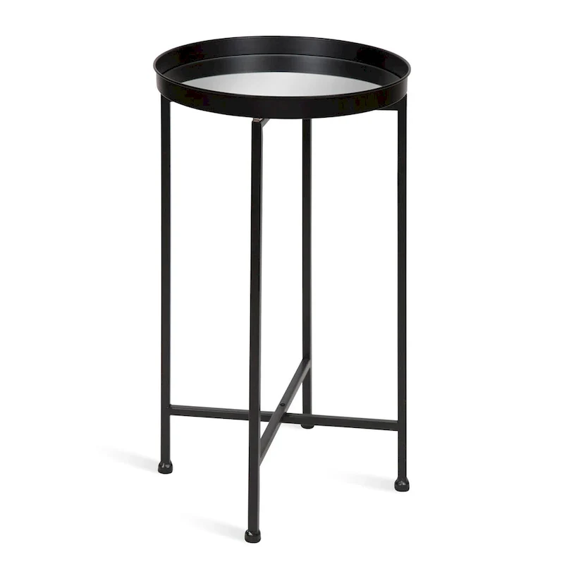 Celia Round Metal Tray/ Foldable Accent Table - 14x14x25.75