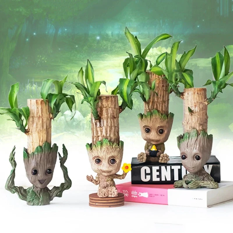 HULIANFU Strongwell Home Decoration Flower Vase Miniature Model Succulent Flower Pots Desktop Display Figurines Baby Groot Artware Gifts - Deanwangkt