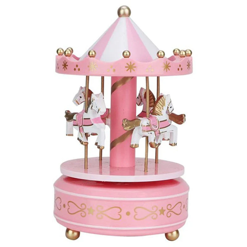 HULIANFU Merry-Go-Round Music Boxes Wind Up Wooden Horse Roundabout Carousel Musical Box Kid Birthday Christmas Gift Christmas Home Decor - Deanwangkt