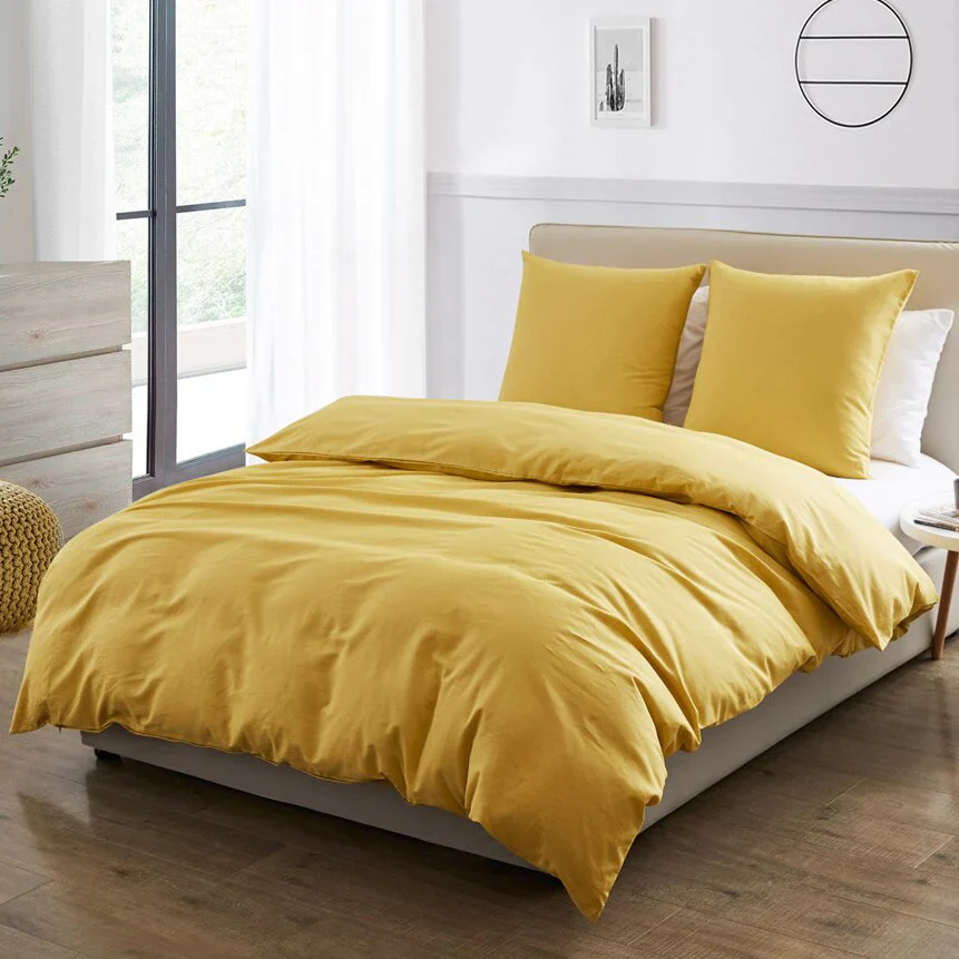 HULIANFU Modern 55% Linen 45% Cotton Bedding Sets Solid Color Bed Set Duvet Cover French Shams Simplicity Bedclothes For Home Sing/Queen - Deanwangkt