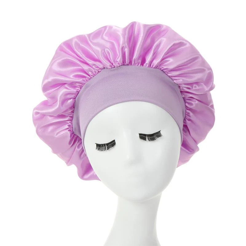 HULIANFU Women Night Sleep Hair Caps Silky Bonnet Satin Double Layer Adjust Head Cover Hat For Curly Springy Hair Styling Accessories - Deanwangkt