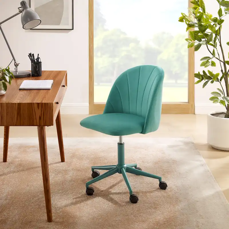 Aubrie Velvet Curved Swivel Desk Chair
