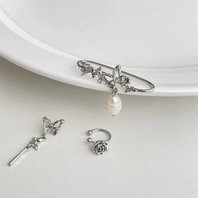 hulianfu Fashion Design Korean Delicate Zircon Butterfly Clip Earrings Women Elegant Pearl No Piercing Cartilage Ear Jewelry - Deanwangkt