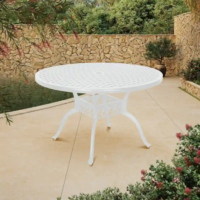 47  Diagonal Round Dining Table-White
